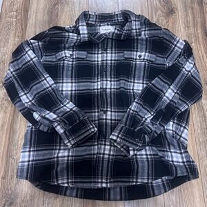 Goodfellow & Co Men's Plaid Flannel Button-Up Shirt Gray Black XL Long Sleeve